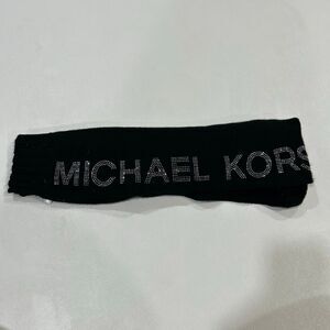 Michael Kors Black Knit Scarf Rhinestone Logo Winter Wrap